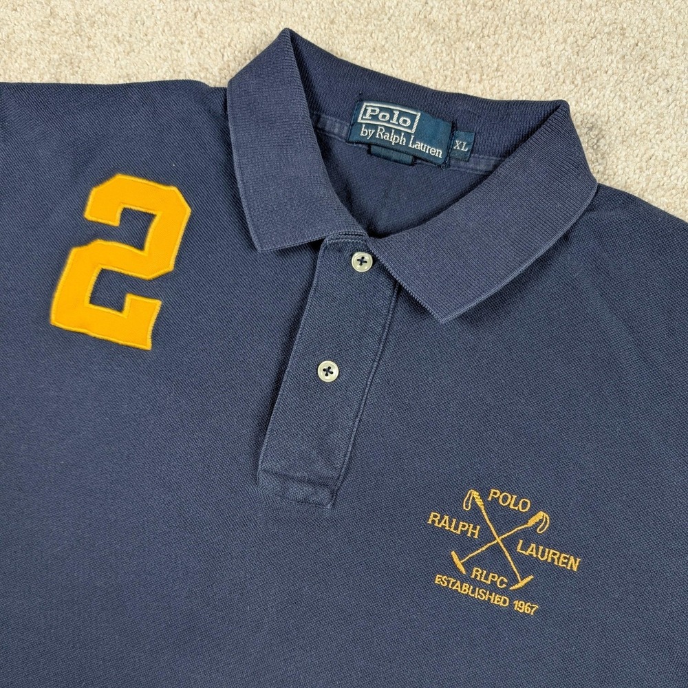 Polo Ralph Lauren Polo Shirt Mens XL Slim RLPC 2 Patch Crest Embroidered Cotton